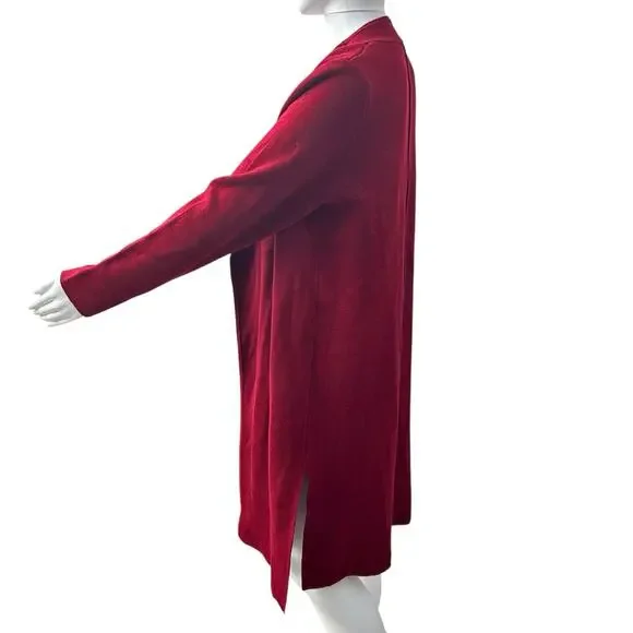 Merokeety Women’s Sz S Long Wool Blend Red Cardigan Knit Duster Coatigan Sweater - Picture 2 of 13